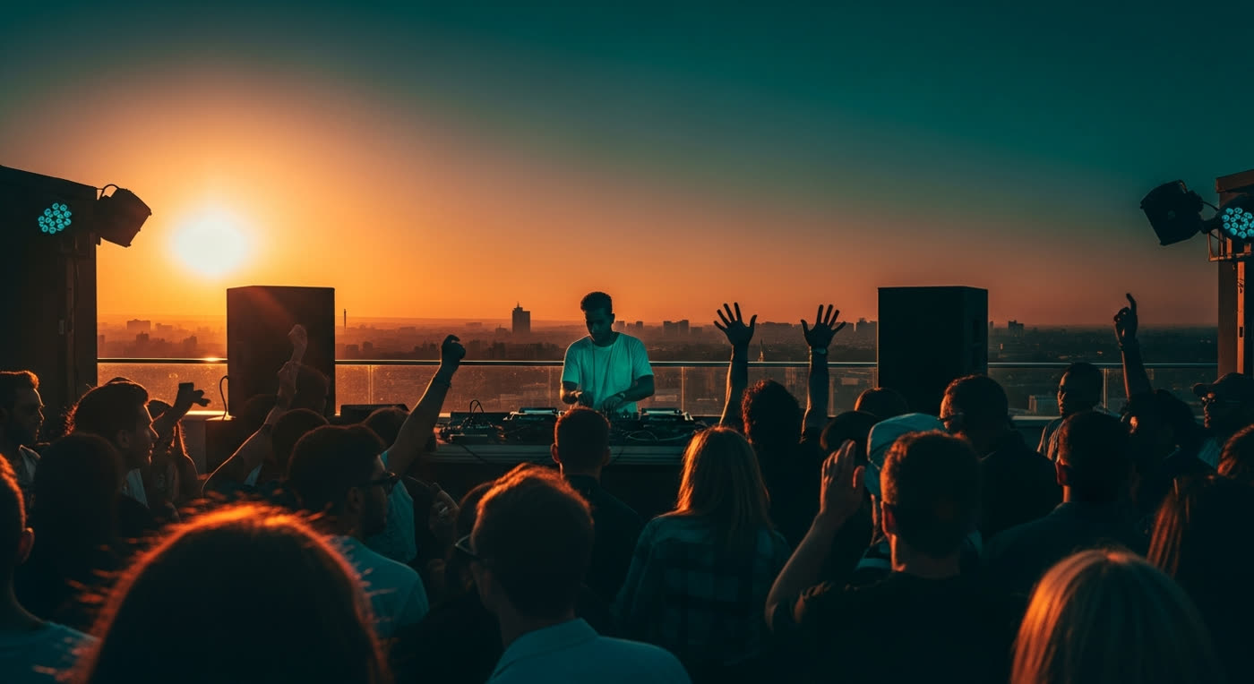 Sunset crowd energy